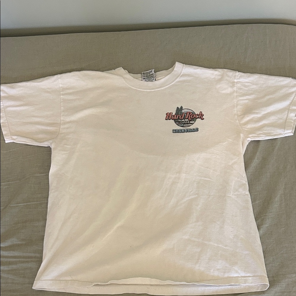 Hard Rock Cafe White Short Sleeve Tee with Small Chest Logo
